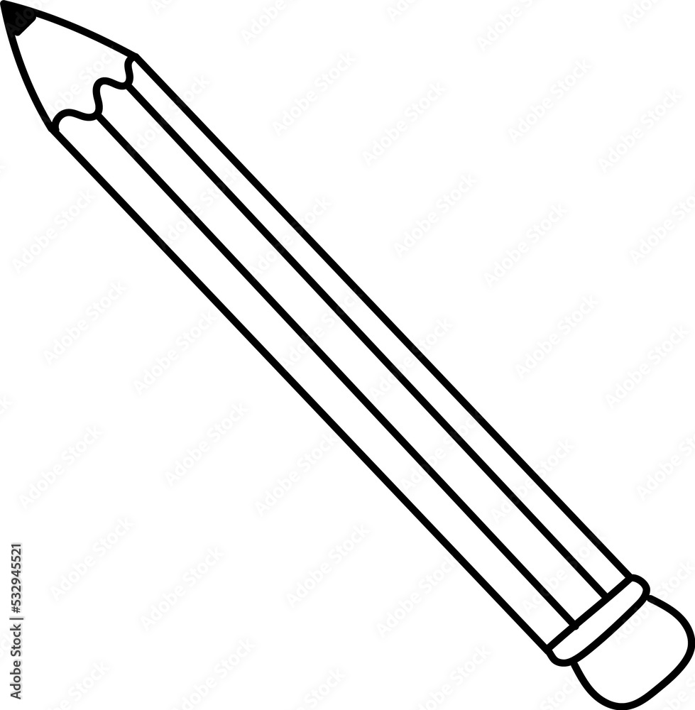Hand drawn illustration of pencil with eraser. Hand drawn illustration of pencil with eraser.