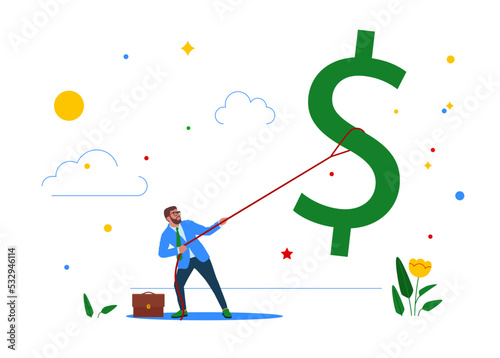 Inflation, price rise, money value decrease, dollar sign. Flat vector illustration.