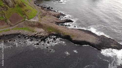 Aerial View Of Giant Causeway Coastline, Donegal Ireland