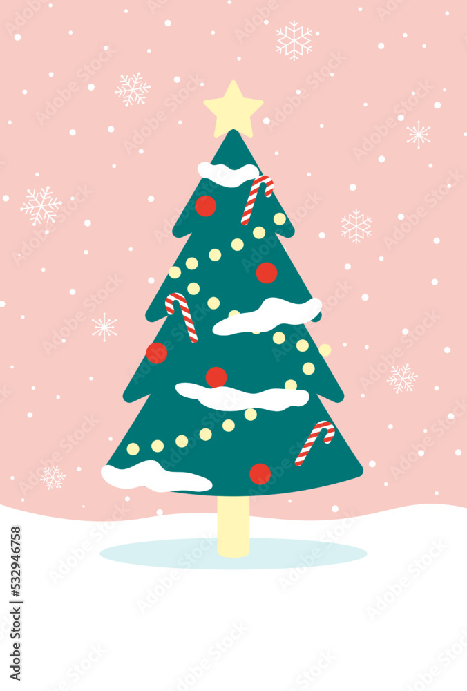 Christmas vector background with Christmas tree with snowflakes for banners, cards, flyers, social media wallpapers, etc.