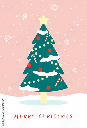 Christmas vector background with Christmas tree with snowflakes for banners, cards, flyers, social media wallpapers, etc.