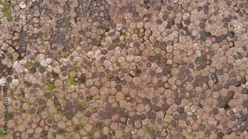 Aerial View Of Giant Causeway Coastline, Donegal Ireland