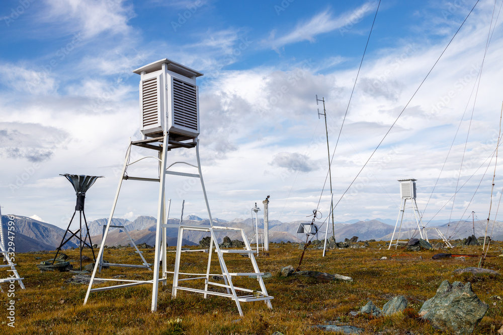 Meteorological station in the mountains. Meteorological station in the mountains.