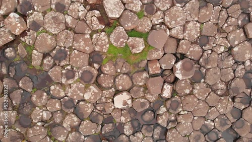 Aerial View Of Giant Causeway Coastline, Donegal Ireland