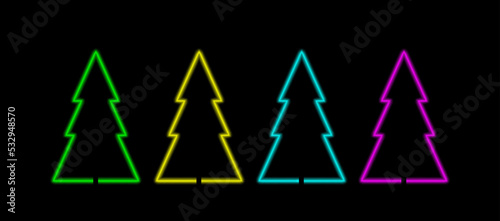 Christmas tree, Fluorescent style, Vector image, Design element, fluorescent lighting