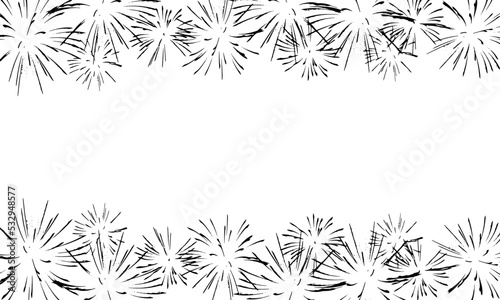 Firework texture, thin lines, transparent background. Wide panorama backdrop to use for overlay, montage, collage or card. Abstract vector illustration. Happy new year concept.