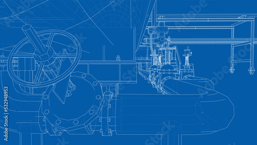 Sketch of industrial equipment. Vector