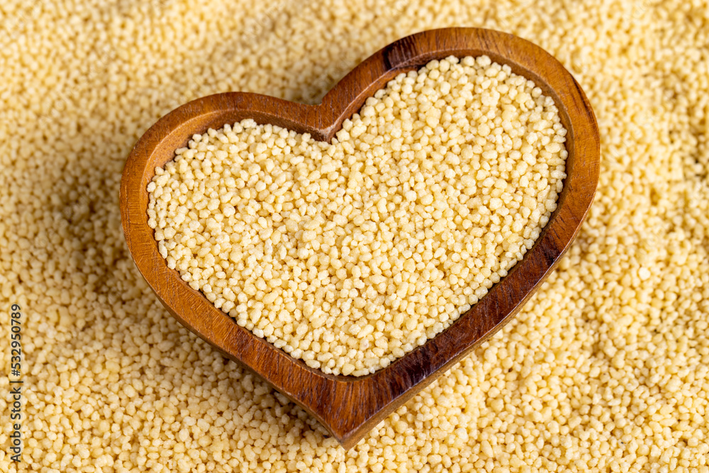 Fresh raw porridge couscous from wheat or millet Fresh raw porridge couscous from wheat or millet