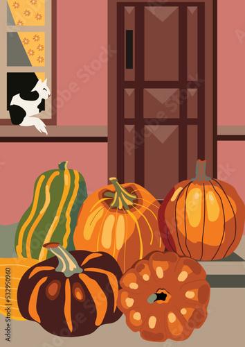 thanksgiving illustration  with pumpkins