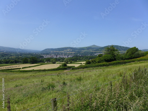 View of Abergavenny and Sugar Loaf Mountain as seen from Little Skirrid  Ysgyryd Fach 