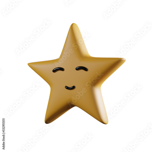 golden star isolated on white background.
