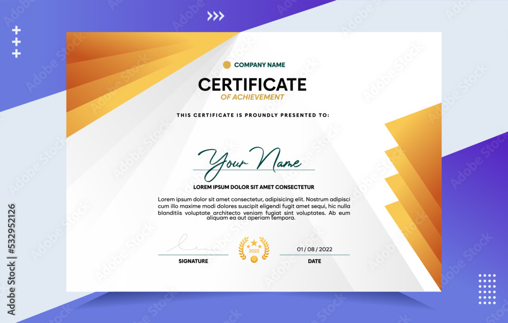 Modern of achievement certificate template Modern of achievement certificate template