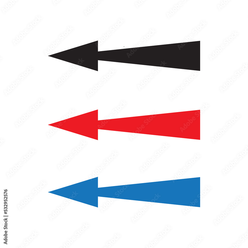Red,Black and blue arrow icon vector