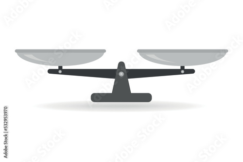 Libra isolated on white background. Bowls of scales in balance. Balance icon. Empty Scales Balance Vector Icon Illustration. Vector illustration, flat design