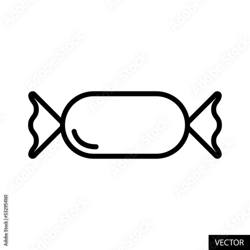 Candy vector icon in line style design for website design, app, UI, isolated on white background. Editable stroke. Vector illustration.