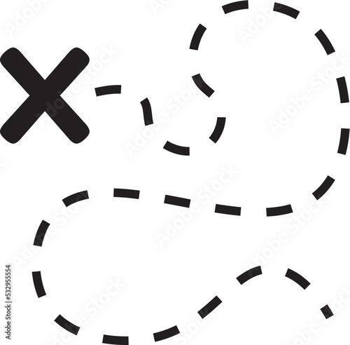 Editable Trasure Map Path With X Sign Vector Illustration	