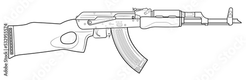Vector illustration of AK carbine with a wooden thumbhole stock