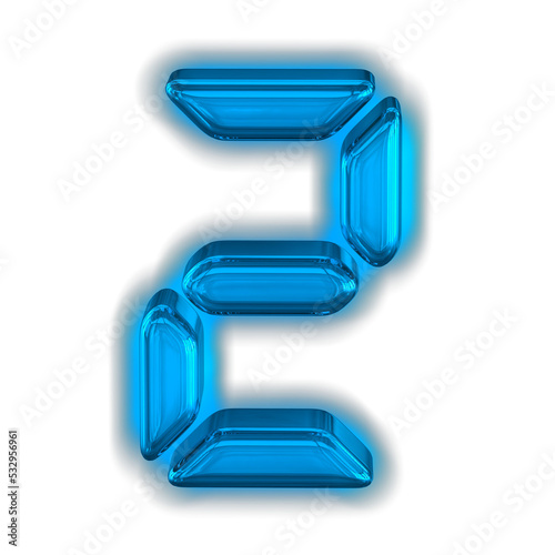 Digital text with glow. number 2