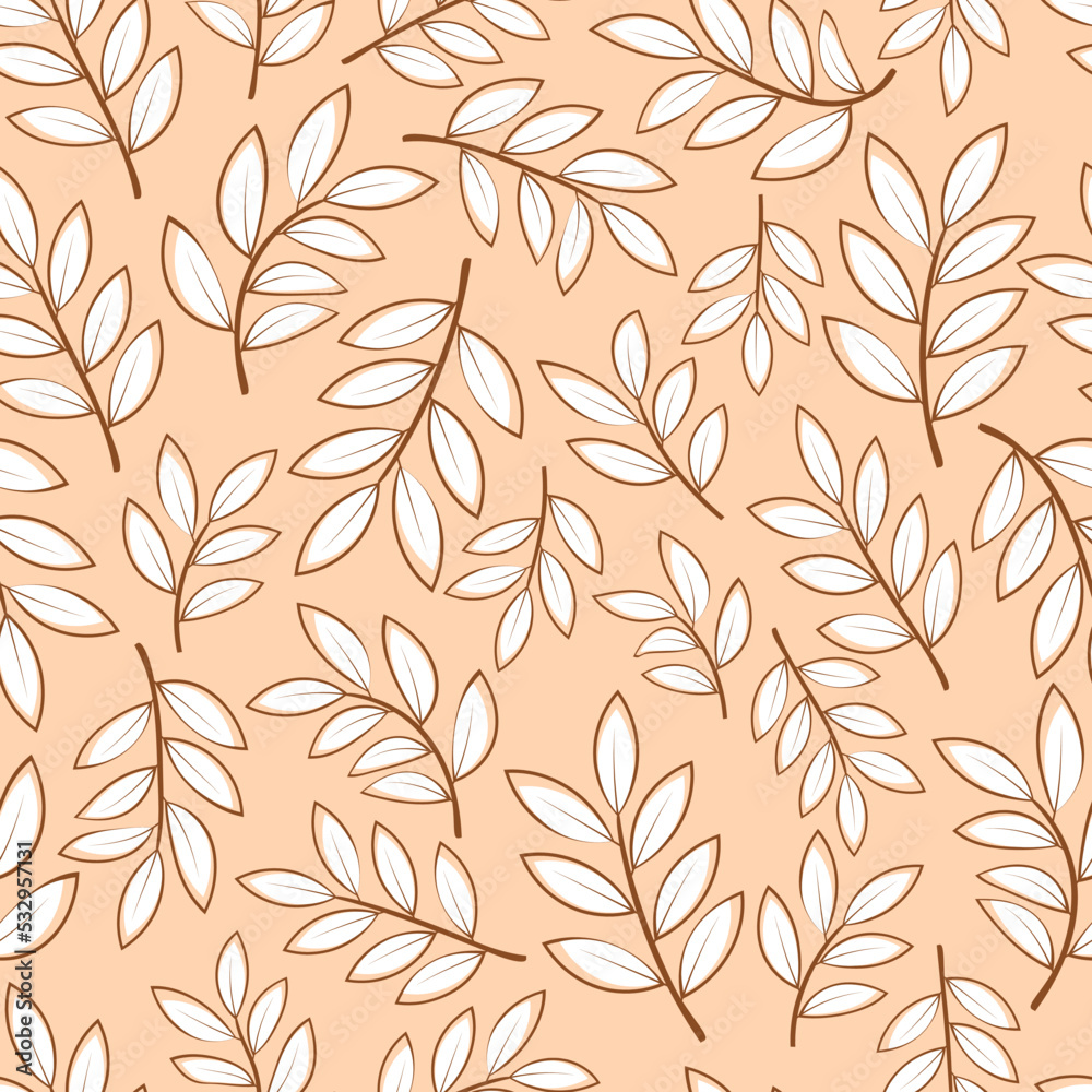 Elegant seamless vector floral ditsy pattern design of exotic abstract branches of leaves. Trendy foliage repeat texture background for textile