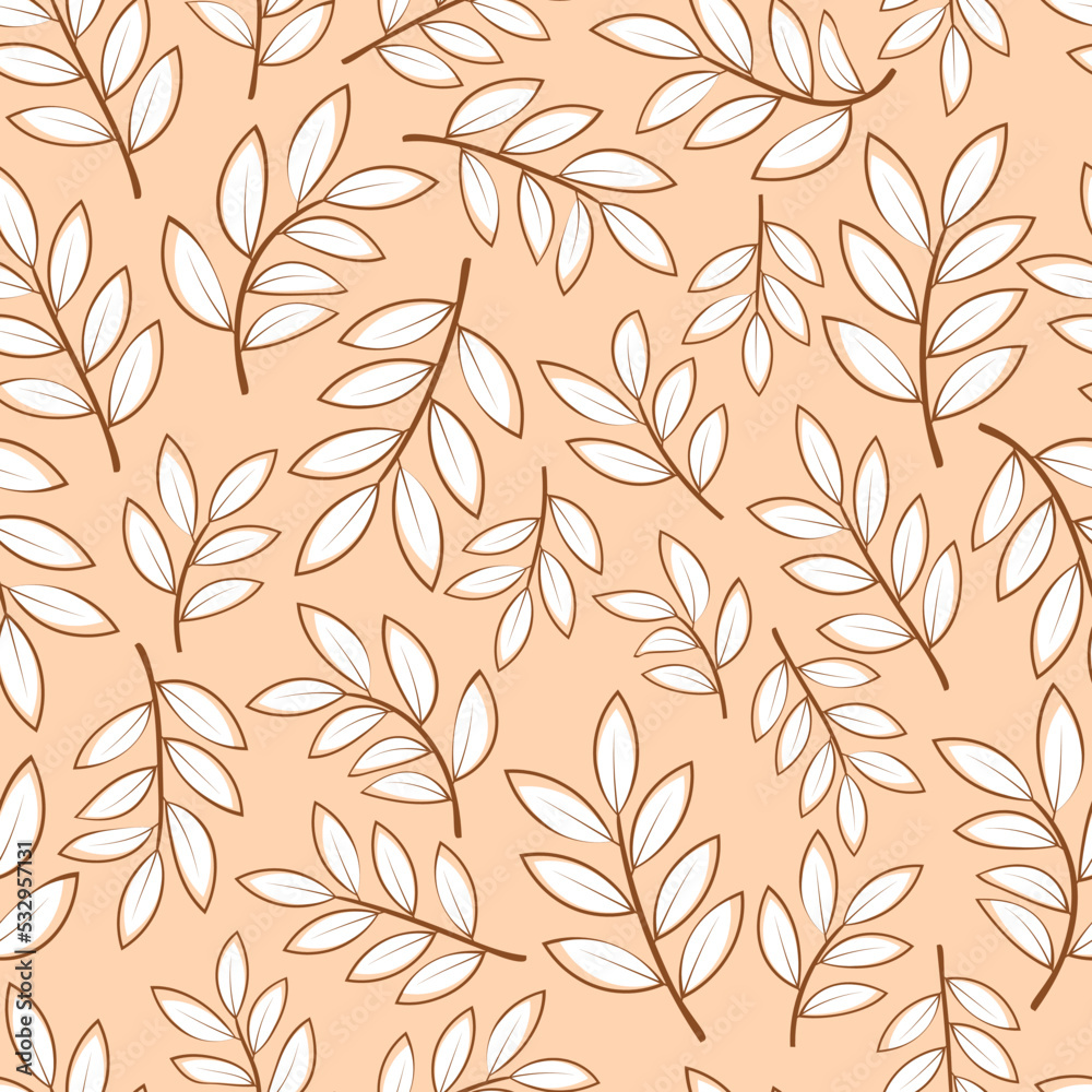 Elegant seamless vector floral ditsy pattern design of exotic abstract branches of leaves. Trendy foliage repeat texture background for textile Elegant seamless vector floral ditsy pattern design of exotic abstract branches of leaves. Trendy foliage repeat texture background for textile