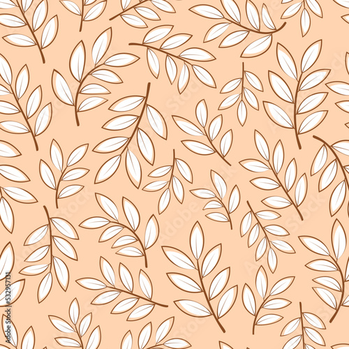 Elegant seamless vector floral ditsy pattern design of exotic abstract branches of leaves. Trendy foliage repeat texture background for textile