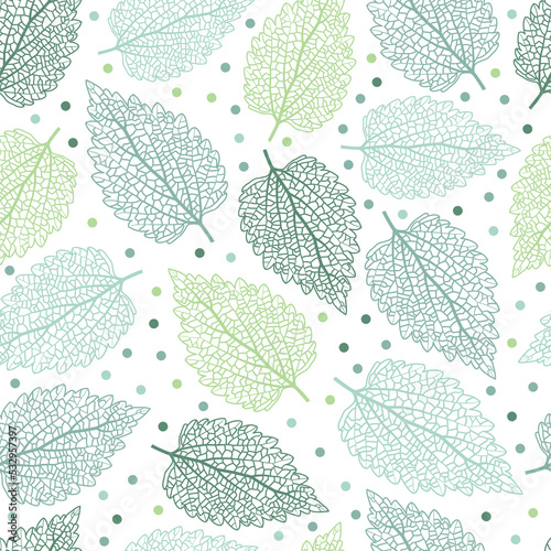 Elegant trendy seamless vector floral ditsy pattern design of exotic stinging nettle leaves. Trendy foliage repeating texture background for textile