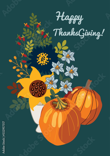 pumpkins and flowers