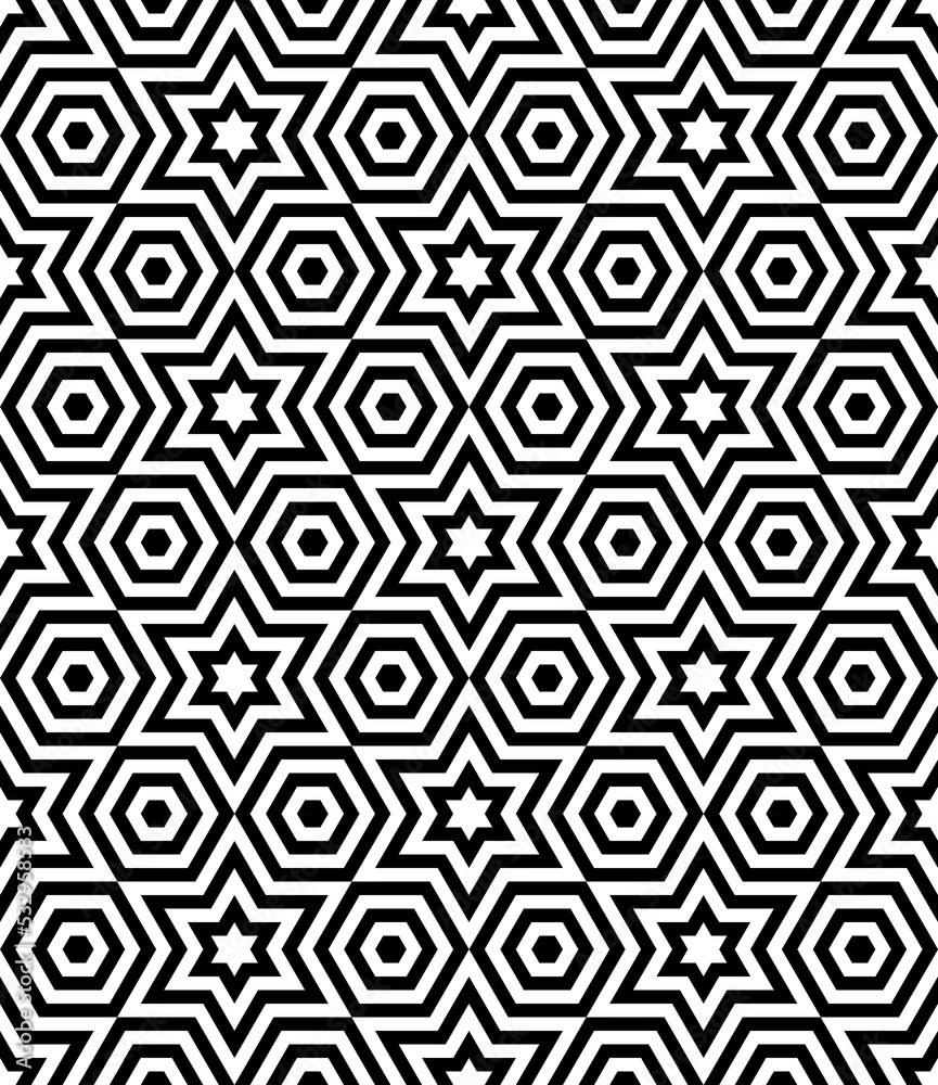 Vector seamless texture. Modern geometric background. Grid with hexagon and tiles. Vector seamless texture. Modern geometric background. Grid with hexagon and tiles.
