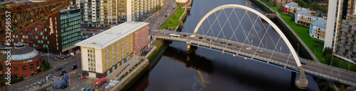 Glasgow arc bridge over the River Clyde, less formally known as Squinty Bridge © Richard Johnson