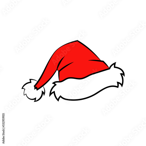 Gorro de navidad. Feliz navidad. Sombrero rojo de navidad de Santa Claus. Ilustración vectorial