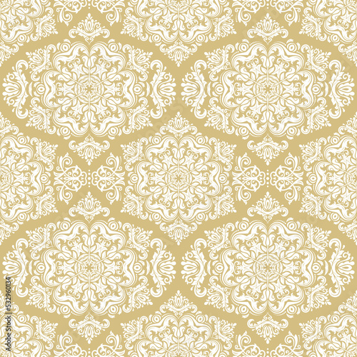 Orient classic pattern. Seamless abstract golden and white background with vintage elements. Orient background. Ornament for wallpaper and packaging