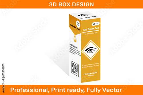 20 ml EYE DROPS BOX PACKAGING DESIGN TEMPLATE