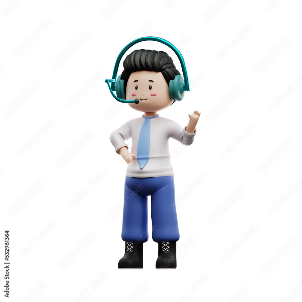 male student headset 3d rendering male student headset 3d rendering