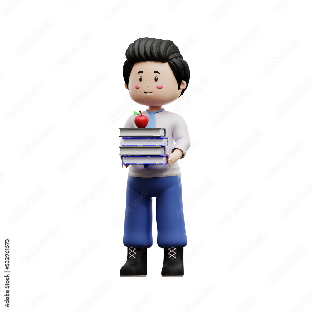 male student holding book 3d rendering male student holding book 3d rendering