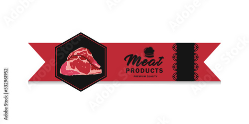 Meat banner and label design template vector