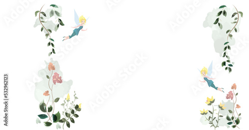 Wallpaper Mural Floral background. Forest fairies.  Frame Torontodigital.ca