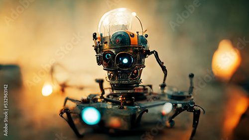 Humanoid robot with a plastic face.Ai robot.Generative AI