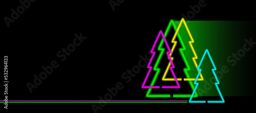 Christmas tree, Fluorescent style, Design element, fluorescent lighting