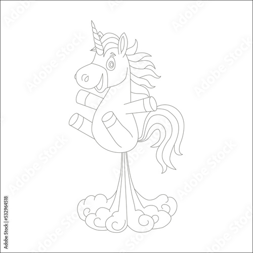 funny unicorn coloring page fore kids 