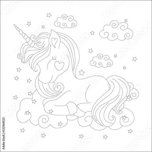funny unicorn coloring page fore kids 