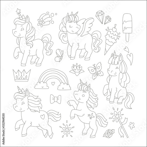 funny unicorn coloring page fore kids 