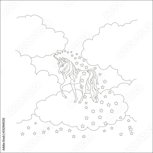 funny unicorn coloring page fore kids 