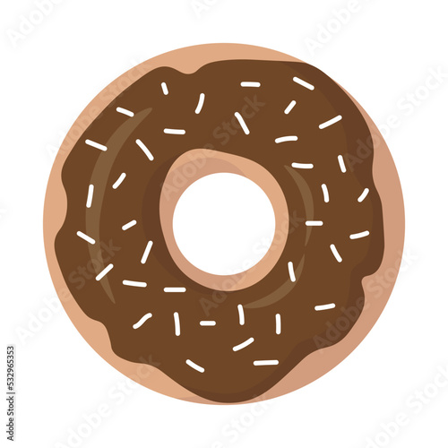 Cute donuts with chocolate glaze and white powder.