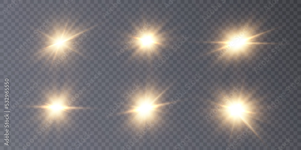 A flash of light, a star on a transparent background. Sun, summer
