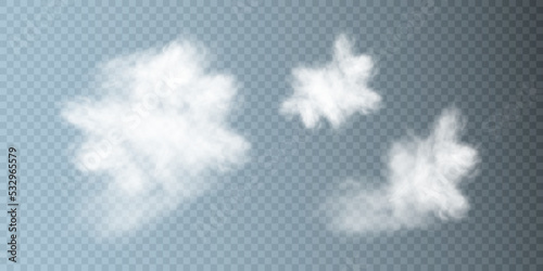 Translucent clouds on a transparent background. Nebula texture effect.