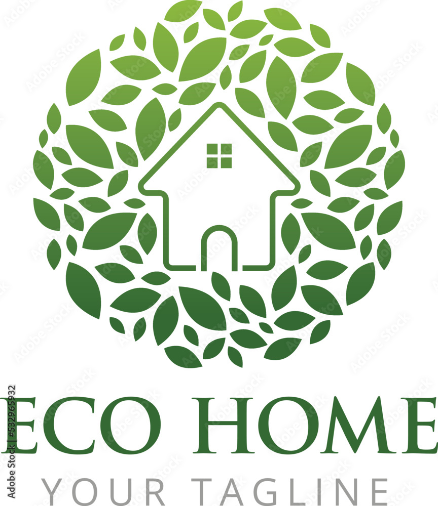 Abstract eco friendly home real estate business logo