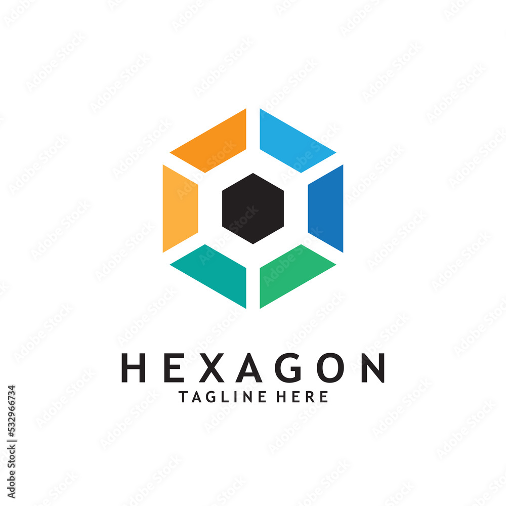 Fototapeta premium abstract hexagon logo vector illustration template