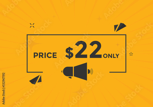 Monthly 22 Dollar price tag or sticker. twenty tow dollars sales tag. shopping promotion marketing concept. sale promotion Price Sticker Design

