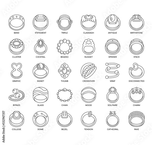 Set of Rings thin line icons for any web and app project.