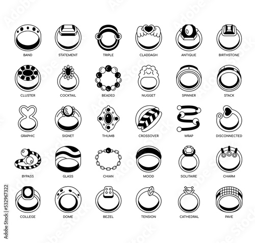Set of Rings thin line icons for any web and app project.